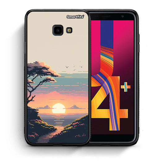 Θήκη Samsung J4 Plus Pixel Sunset από τη Smartfits με σχέδιο στο πίσω μέρος και μαύρο περίβλημα | Samsung J4 Plus Pixel Sunset case with colorful back and black bezels