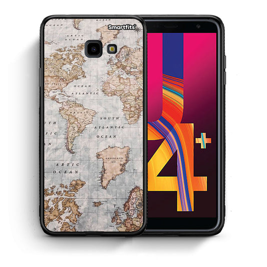 Θήκη Samsung J4 Plus World Map από τη Smartfits με σχέδιο στο πίσω μέρος και μαύρο περίβλημα | Samsung J4 Plus World Map case with colorful back and black bezels