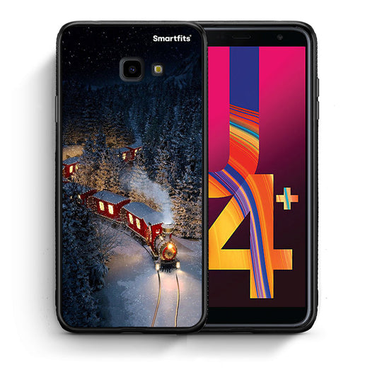 Θήκη Samsung J4 Plus Xmas Train από τη Smartfits με σχέδιο στο πίσω μέρος και μαύρο περίβλημα | Samsung J4 Plus Xmas Train case with colorful back and black bezels