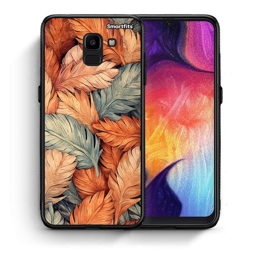 Θήκη Samsung J6 Autumn Leaves από τη Smartfits με σχέδιο στο πίσω μέρος και μαύρο περίβλημα | Samsung J6 Autumn Leaves case with colorful back and black bezels