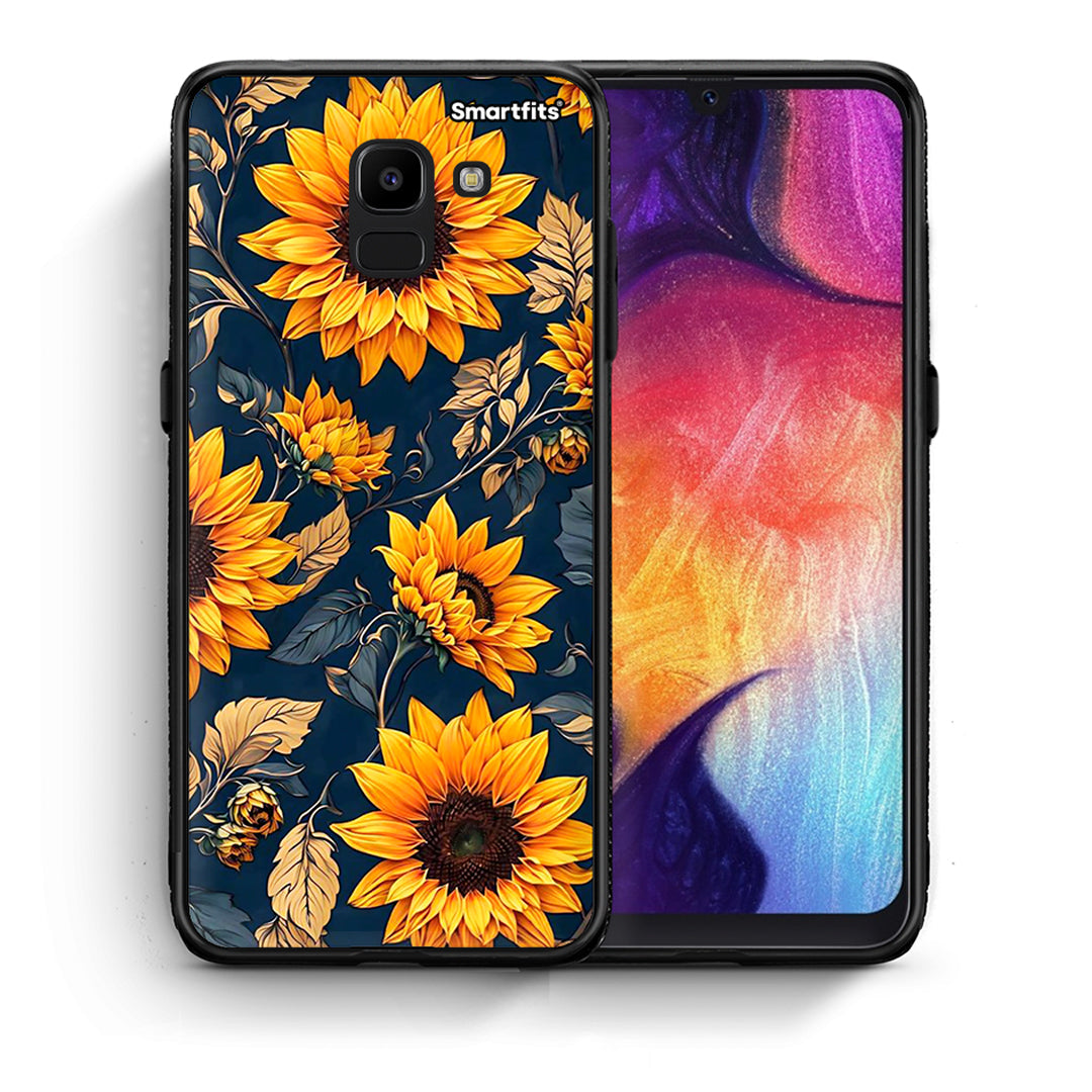 Θήκη Samsung J6 Autumn Sunflowers από τη Smartfits με σχέδιο στο πίσω μέρος και μαύρο περίβλημα | Samsung J6 Autumn Sunflowers case with colorful back and black bezels