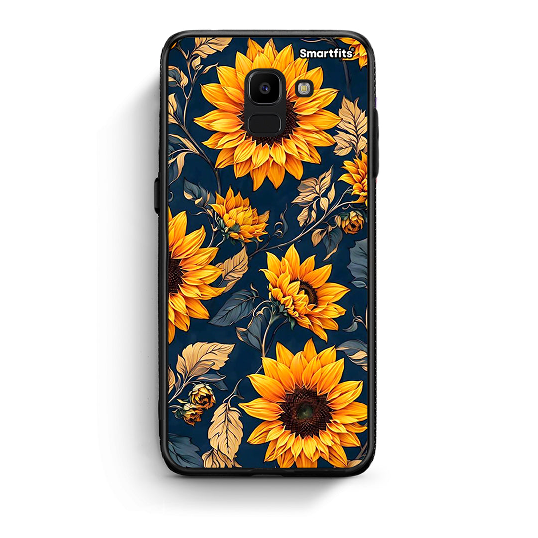 samsung J6 Autumn Sunflowers Θήκη από τη Smartfits με σχέδιο στο πίσω μέρος και μαύρο περίβλημα | Smartphone case with colorful back and black bezels by Smartfits