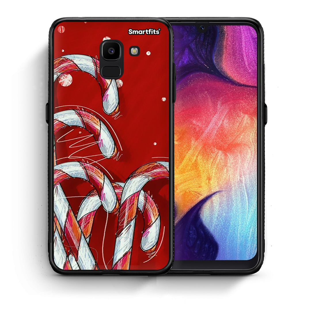 Θήκη Samsung J6 Candy Cane από τη Smartfits με σχέδιο στο πίσω μέρος και μαύρο περίβλημα | Samsung J6 Candy Cane case with colorful back and black bezels