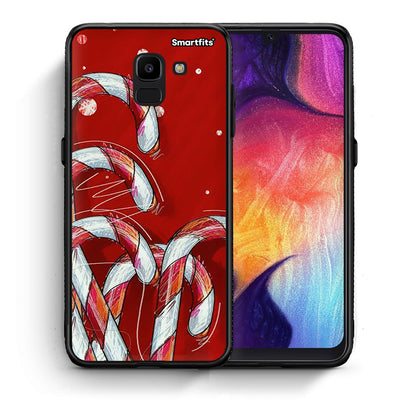 Θήκη Samsung J6 Candy Cane από τη Smartfits με σχέδιο στο πίσω μέρος και μαύρο περίβλημα | Samsung J6 Candy Cane case with colorful back and black bezels