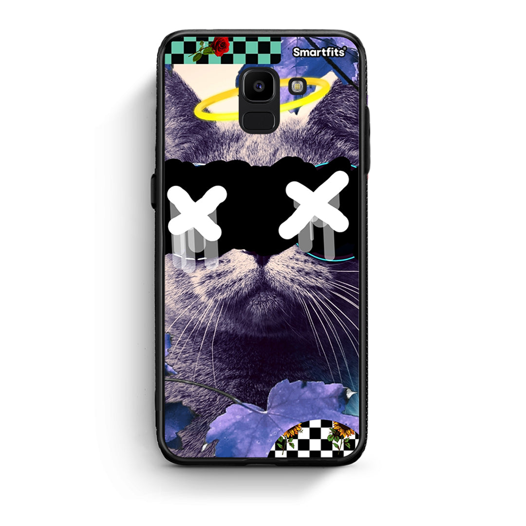samsung J6 Cat Collage θήκη από τη Smartfits με σχέδιο στο πίσω μέρος και μαύρο περίβλημα | Smartphone case with colorful back and black bezels by Smartfits