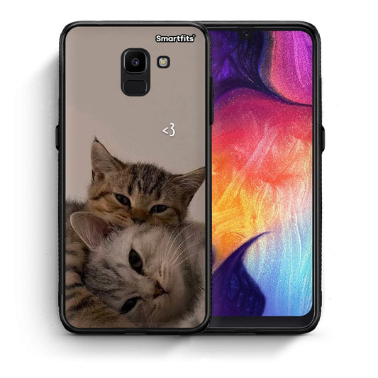 Θήκη Samsung J6 Cats In Love από τη Smartfits με σχέδιο στο πίσω μέρος και μαύρο περίβλημα | Samsung J6 Cats In Love case with colorful back and black bezels