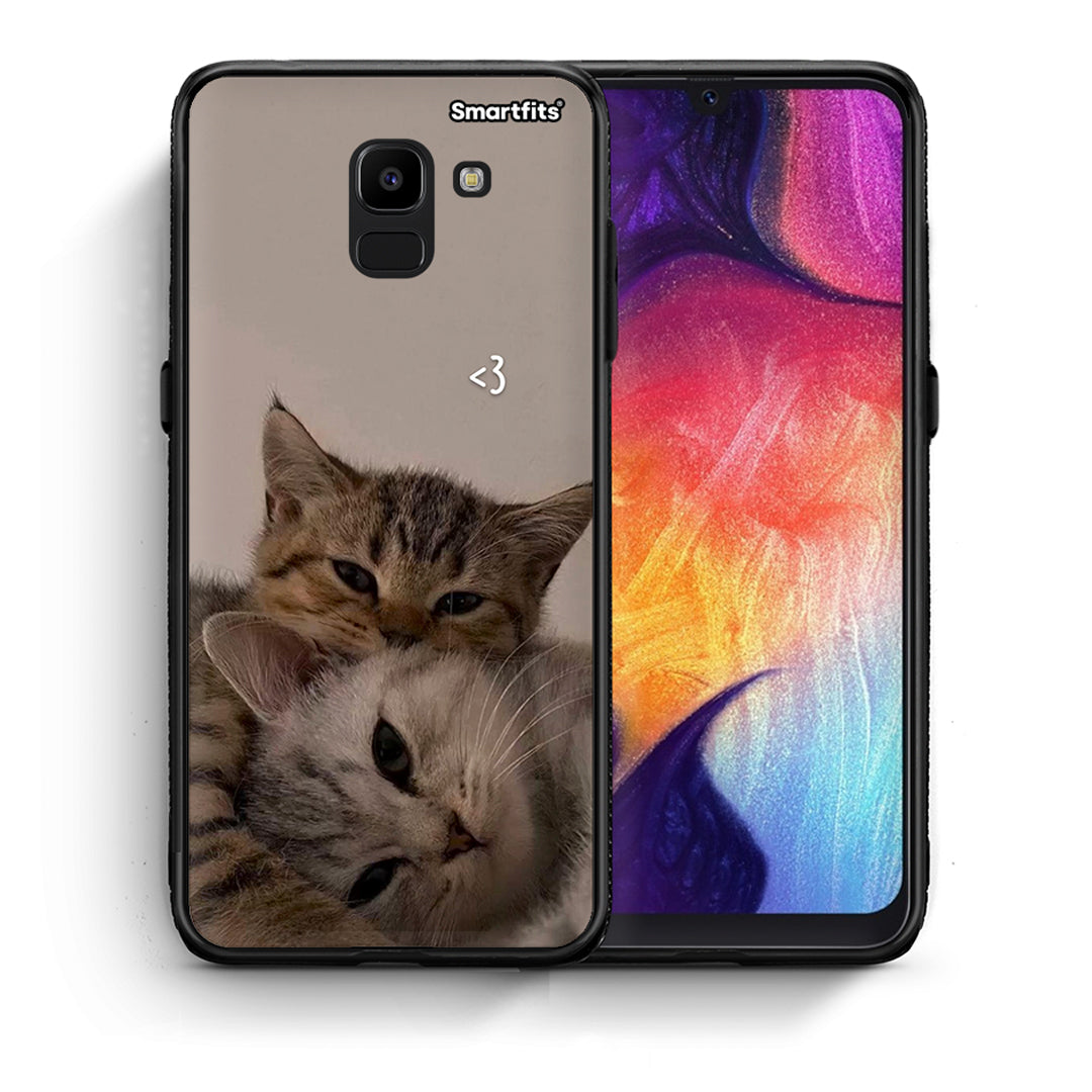Θήκη Samsung J6 Cats In Love από τη Smartfits με σχέδιο στο πίσω μέρος και μαύρο περίβλημα | Samsung J6 Cats In Love case with colorful back and black bezels