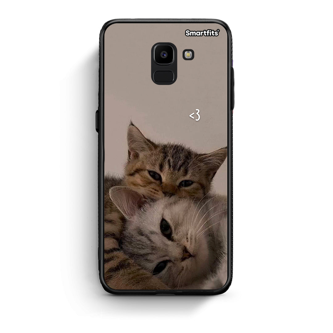 samsung J6 Cats In Love Θήκη από τη Smartfits με σχέδιο στο πίσω μέρος και μαύρο περίβλημα | Smartphone case with colorful back and black bezels by Smartfits