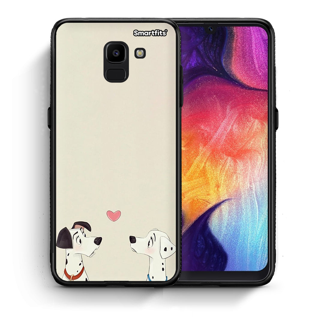 Θήκη Samsung J6 Dalmatians Love από τη Smartfits με σχέδιο στο πίσω μέρος και μαύρο περίβλημα | Samsung J6 Dalmatians Love case with colorful back and black bezels