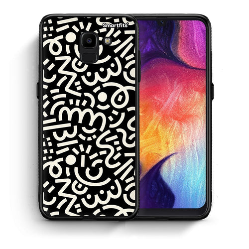 Θήκη Samsung J6 Doodle Art από τη Smartfits με σχέδιο στο πίσω μέρος και μαύρο περίβλημα | Samsung J6 Doodle Art case with colorful back and black bezels