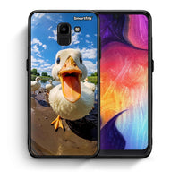 Thumbnail for Θήκη Samsung J6 Duck Face από τη Smartfits με σχέδιο στο πίσω μέρος και μαύρο περίβλημα | Samsung J6 Duck Face case with colorful back and black bezels
