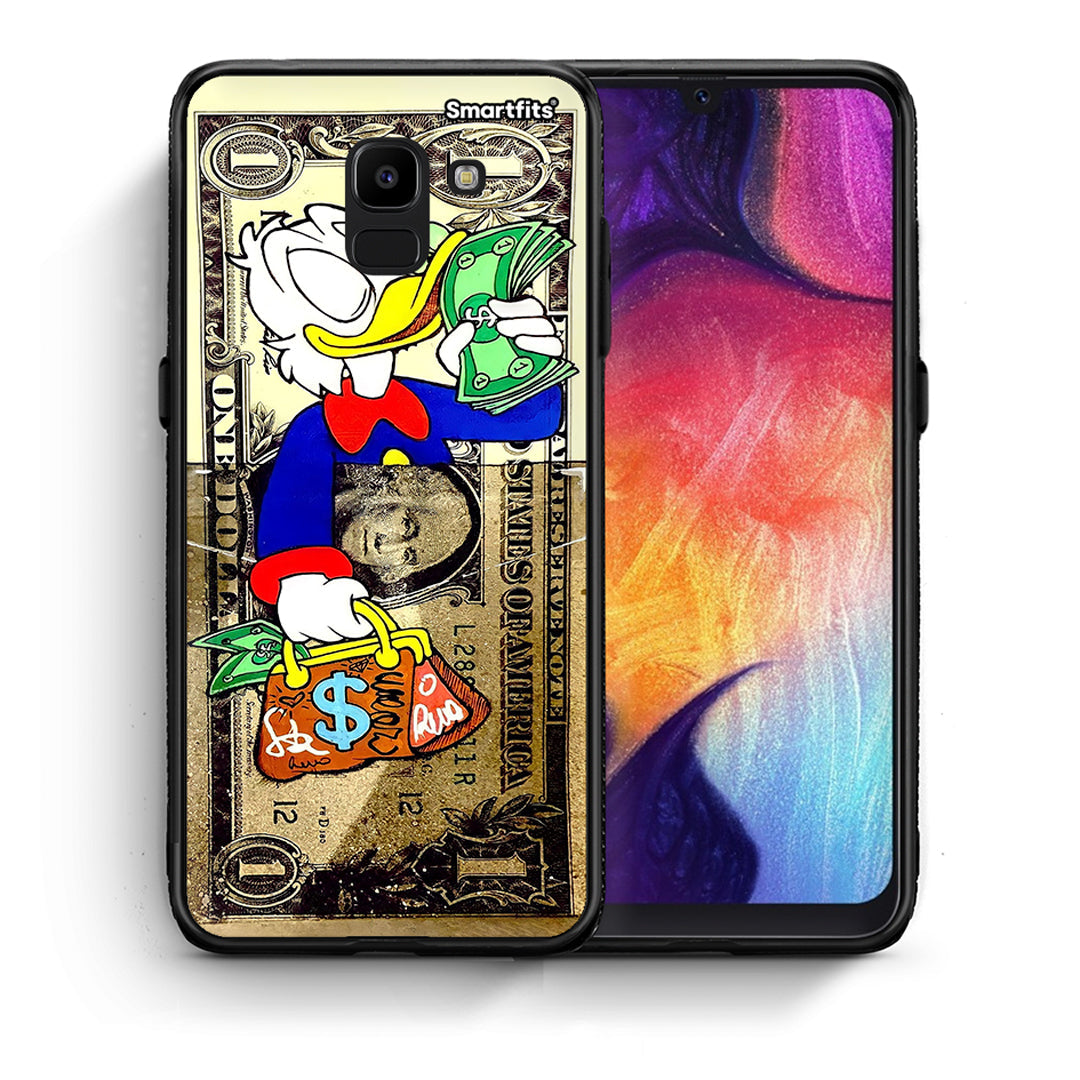 Θήκη Samsung J6 Duck Money από τη Smartfits με σχέδιο στο πίσω μέρος και μαύρο περίβλημα | Samsung J6 Duck Money case with colorful back and black bezels