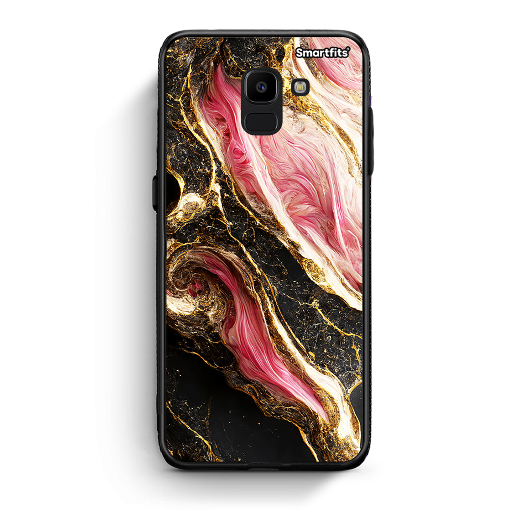 samsung J6 Glamorous Pink Marble θήκη από τη Smartfits με σχέδιο στο πίσω μέρος και μαύρο περίβλημα | Smartphone case with colorful back and black bezels by Smartfits