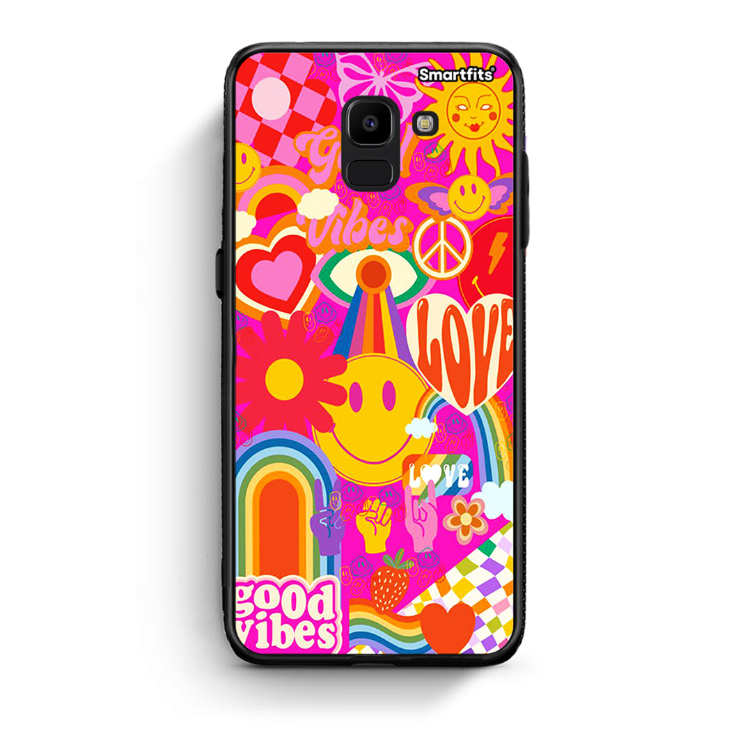samsung J6 Hippie Love θήκη από τη Smartfits με σχέδιο στο πίσω μέρος και μαύρο περίβλημα | Smartphone case with colorful back and black bezels by Smartfits