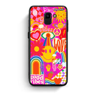 Thumbnail for samsung J6 Hippie Love θήκη από τη Smartfits με σχέδιο στο πίσω μέρος και μαύρο περίβλημα | Smartphone case with colorful back and black bezels by Smartfits