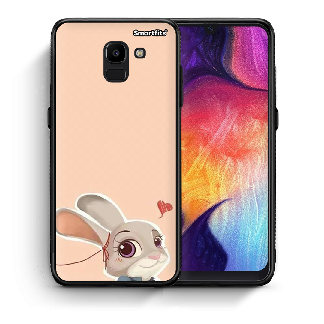 Θήκη Samsung J6 Nick Wilde And Judy Hopps Love 2 από τη Smartfits με σχέδιο στο πίσω μέρος και μαύρο περίβλημα | Samsung J6 Nick Wilde And Judy Hopps Love 2 case with colorful back and black bezels