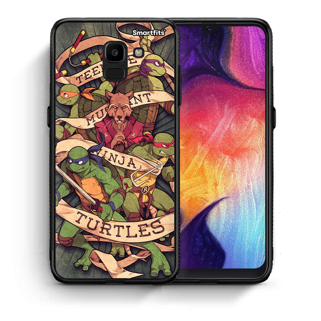 Θήκη Samsung J6 Ninja Turtles από τη Smartfits με σχέδιο στο πίσω μέρος και μαύρο περίβλημα | Samsung J6 Ninja Turtles case with colorful back and black bezels