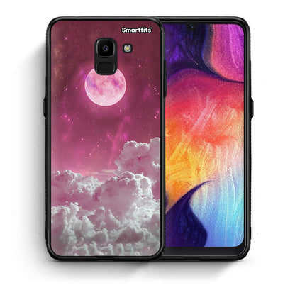 Θήκη Samsung J6 Pink Moon από τη Smartfits με σχέδιο στο πίσω μέρος και μαύρο περίβλημα | Samsung J6 Pink Moon case with colorful back and black bezels