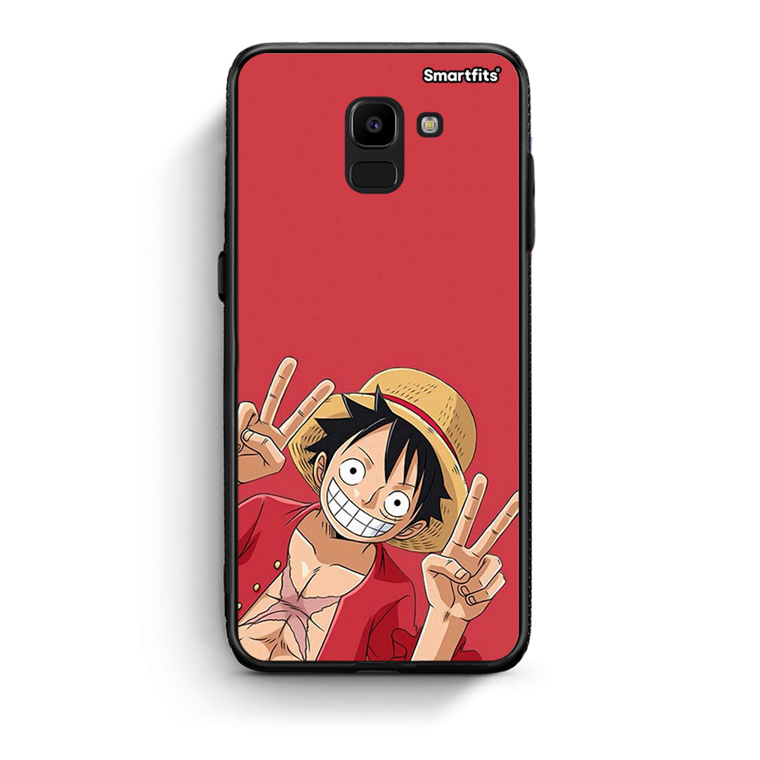 samsung J6 Pirate Luffy Θήκη από τη Smartfits με σχέδιο στο πίσω μέρος και μαύρο περίβλημα | Smartphone case with colorful back and black bezels by Smartfits