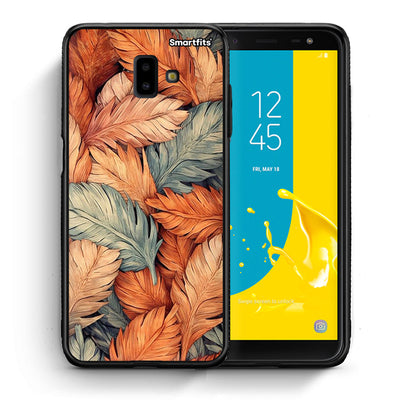 Θήκη Samsung J6+ Autumn Leaves από τη Smartfits με σχέδιο στο πίσω μέρος και μαύρο περίβλημα | Samsung J6+ Autumn Leaves case with colorful back and black bezels