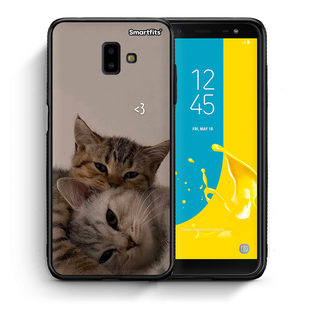 Θήκη Samsung J6+ Cats In Love από τη Smartfits με σχέδιο στο πίσω μέρος και μαύρο περίβλημα | Samsung J6+ Cats In Love case with colorful back and black bezels