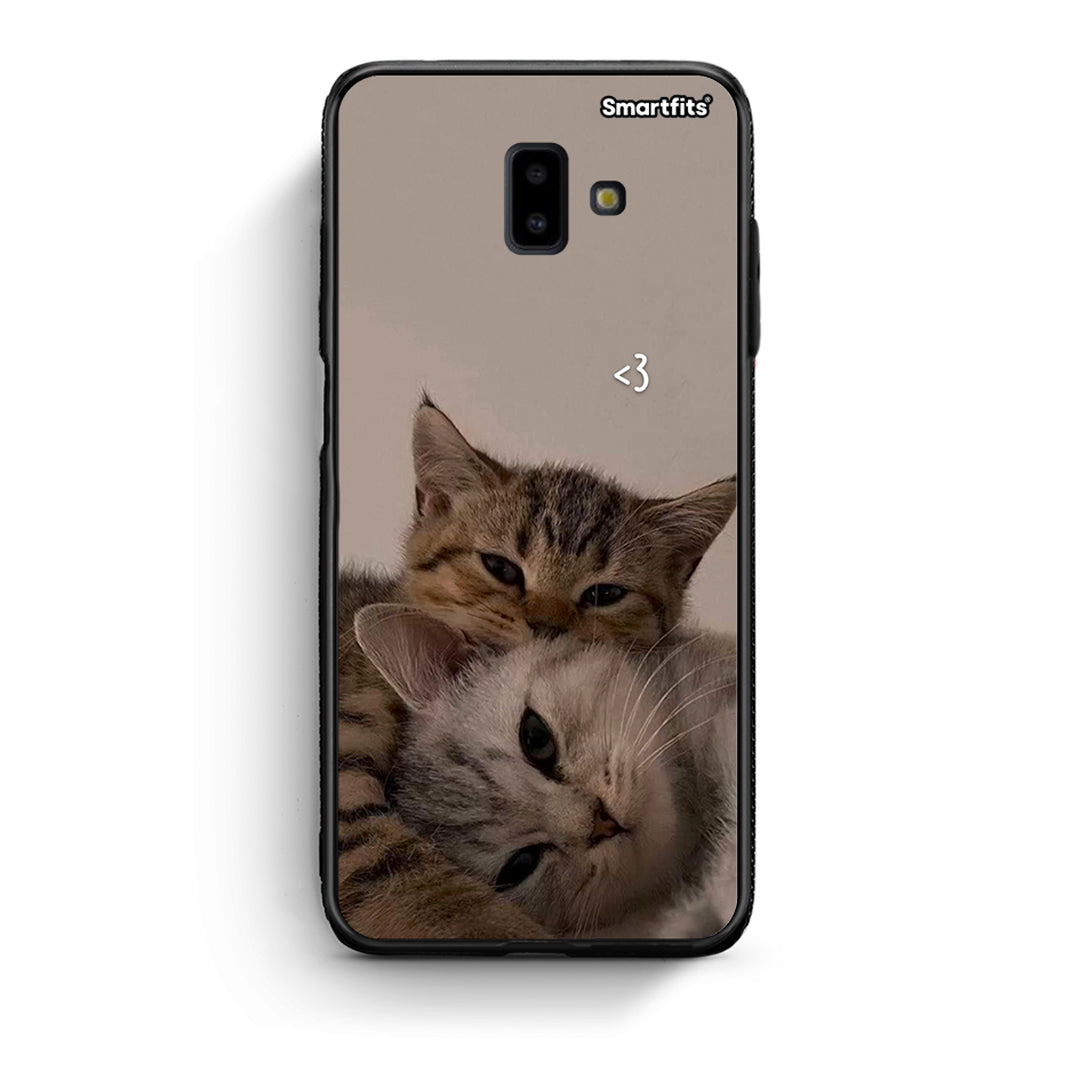 samsung J6+ Cats In Love Θήκη από τη Smartfits με σχέδιο στο πίσω μέρος και μαύρο περίβλημα | Smartphone case with colorful back and black bezels by Smartfits