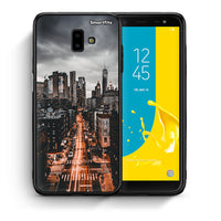 Thumbnail for Θήκη Samsung J6+ City Lights από τη Smartfits με σχέδιο στο πίσω μέρος και μαύρο περίβλημα | Samsung J6+ City Lights case with colorful back and black bezels