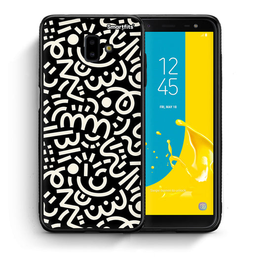 Θήκη Samsung J6+ Doodle Art από τη Smartfits με σχέδιο στο πίσω μέρος και μαύρο περίβλημα | Samsung J6+ Doodle Art case with colorful back and black bezels
