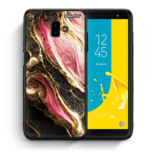 Θήκη Samsung J6+ Glamorous Pink Marble από τη Smartfits με σχέδιο στο πίσω μέρος και μαύρο περίβλημα | Samsung J6+ Glamorous Pink Marble case with colorful back and black bezels