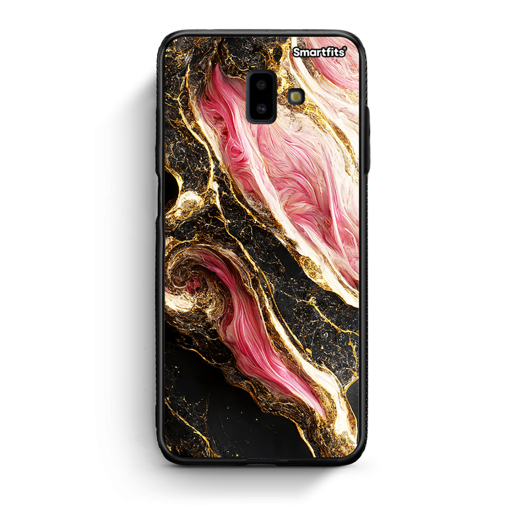 samsung J6+ Glamorous Pink Marble θήκη από τη Smartfits με σχέδιο στο πίσω μέρος και μαύρο περίβλημα | Smartphone case with colorful back and black bezels by Smartfits