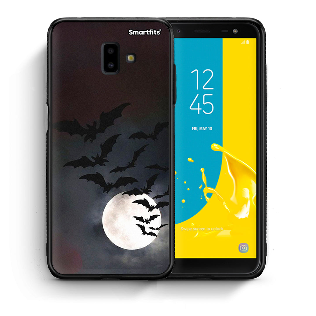 Θήκη Samsung J6+ Halloween Bat Night από τη Smartfits με σχέδιο στο πίσω μέρος και μαύρο περίβλημα | Samsung J6+ Halloween Bat Night case with colorful back and black bezels