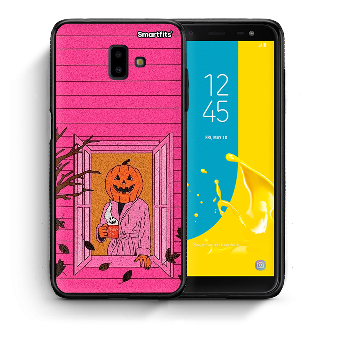 Θήκη Samsung J6+ Halloween Pumpkin Lady από τη Smartfits με σχέδιο στο πίσω μέρος και μαύρο περίβλημα | Samsung J6+ Halloween Pumpkin Lady case with colorful back and black bezels