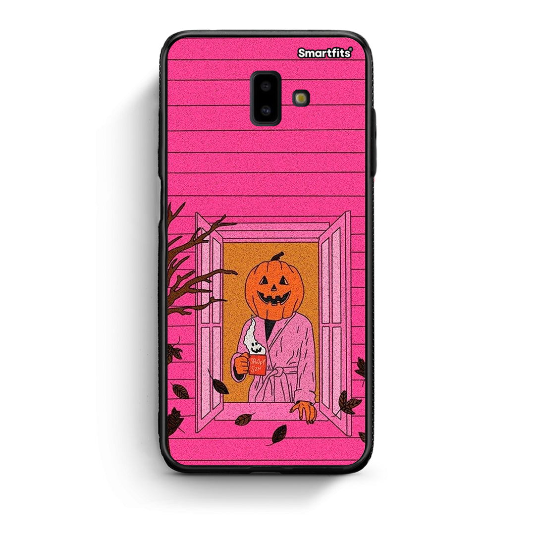 samsung J6+ Halloween Pumpkin Lady Θήκη από τη Smartfits με σχέδιο στο πίσω μέρος και μαύρο περίβλημα | Smartphone case with colorful back and black bezels by Smartfits