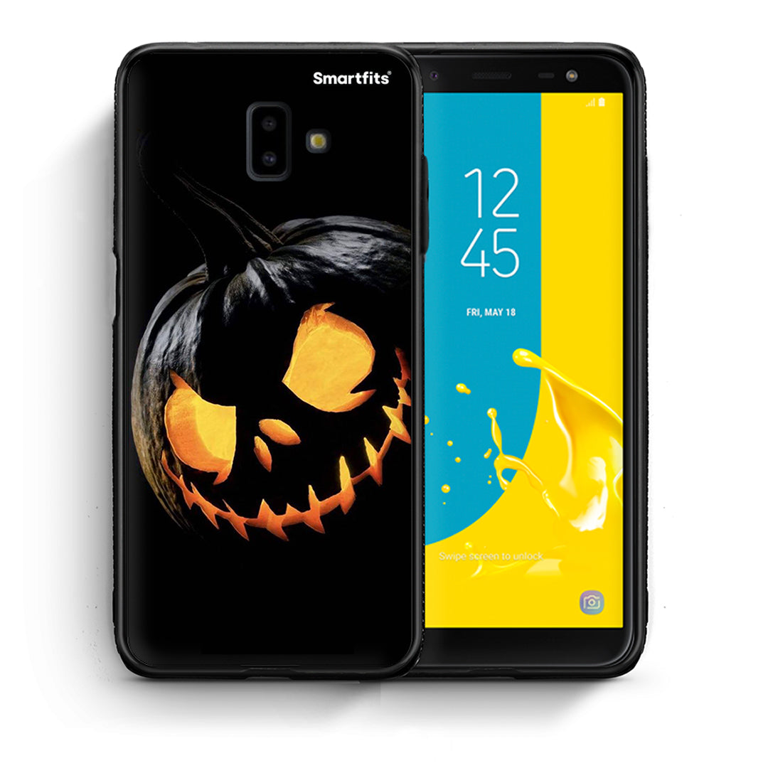 Θήκη Samsung J6+ Halloween Scary Pumpkin από τη Smartfits με σχέδιο στο πίσω μέρος και μαύρο περίβλημα | Samsung J6+ Halloween Scary Pumpkin case with colorful back and black bezels
