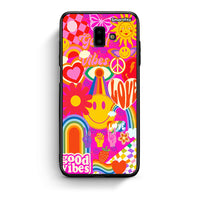 Thumbnail for samsung J6+ Hippie Love θήκη από τη Smartfits με σχέδιο στο πίσω μέρος και μαύρο περίβλημα | Smartphone case with colorful back and black bezels by Smartfits
