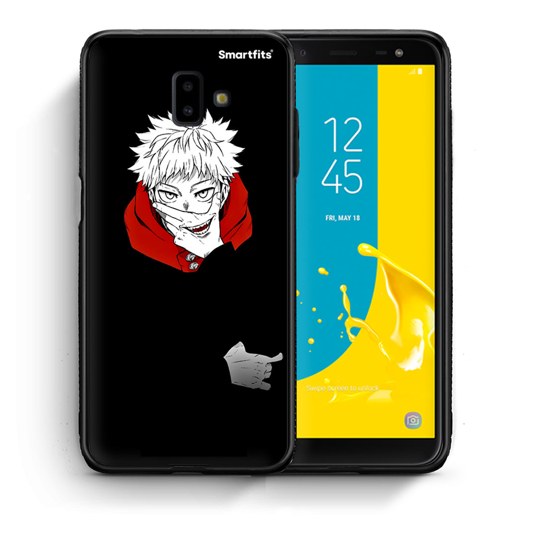 Θήκη Samsung J6+ Itadori Anime από τη Smartfits με σχέδιο στο πίσω μέρος και μαύρο περίβλημα | Samsung J6+ Itadori Anime case with colorful back and black bezels
