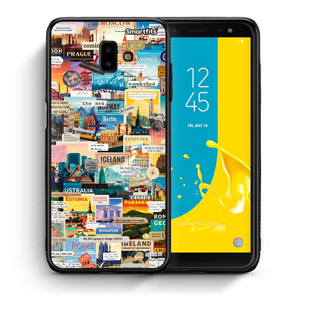 Θήκη Samsung J6+ Live To Travel από τη Smartfits με σχέδιο στο πίσω μέρος και μαύρο περίβλημα | Samsung J6+ Live To Travel case with colorful back and black bezels