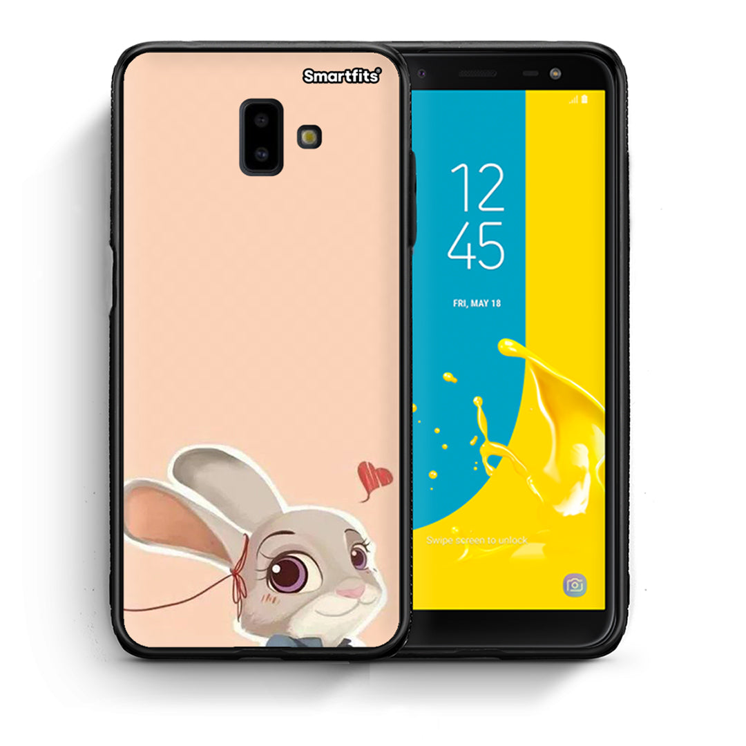Θήκη Samsung J6+ Nick Wilde And Judy Hopps Love 2 από τη Smartfits με σχέδιο στο πίσω μέρος και μαύρο περίβλημα | Samsung J6+ Nick Wilde And Judy Hopps Love 2 case with colorful back and black bezels