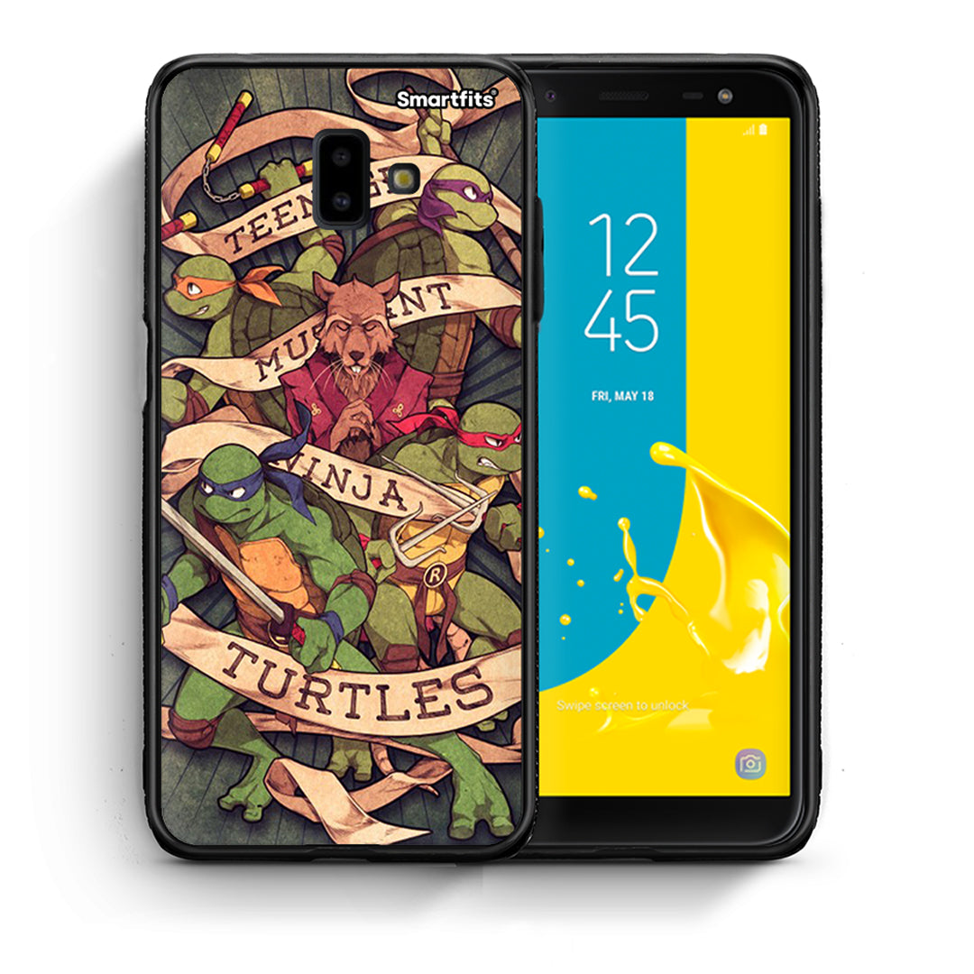 Θήκη Samsung J6+ Ninja Turtles από τη Smartfits με σχέδιο στο πίσω μέρος και μαύρο περίβλημα | Samsung J6+ Ninja Turtles case with colorful back and black bezels