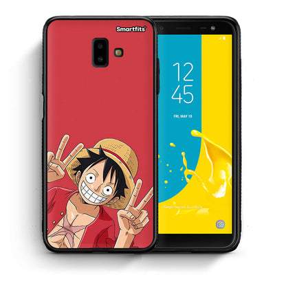 Θήκη Samsung J6+ Pirate Luffy από τη Smartfits με σχέδιο στο πίσω μέρος και μαύρο περίβλημα | Samsung J6+ Pirate Luffy case with colorful back and black bezels