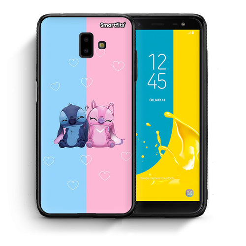 Θήκη Samsung J6+ Stitch And Angel από τη Smartfits με σχέδιο στο πίσω μέρος και μαύρο περίβλημα | Samsung J6+ Stitch And Angel case with colorful back and black bezels