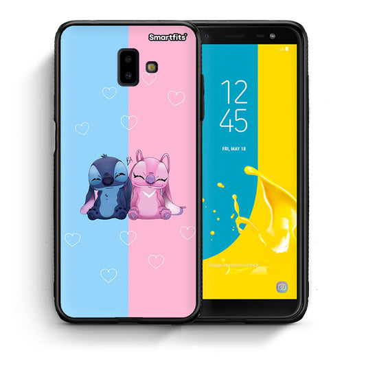 Θήκη Samsung J6+ Stitch And Angel από τη Smartfits με σχέδιο στο πίσω μέρος και μαύρο περίβλημα | Samsung J6+ Stitch And Angel case with colorful back and black bezels