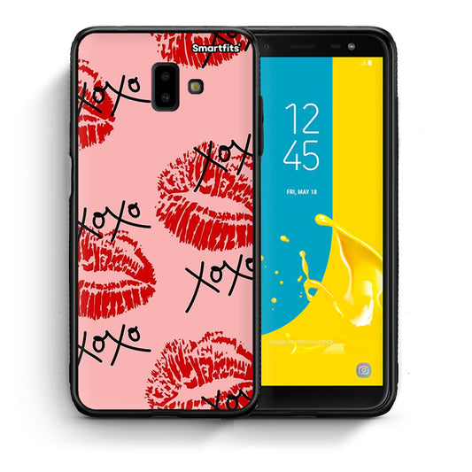 Θήκη Samsung J6+ XOXO Lips από τη Smartfits με σχέδιο στο πίσω μέρος και μαύρο περίβλημα | Samsung J6+ XOXO Lips case with colorful back and black bezels