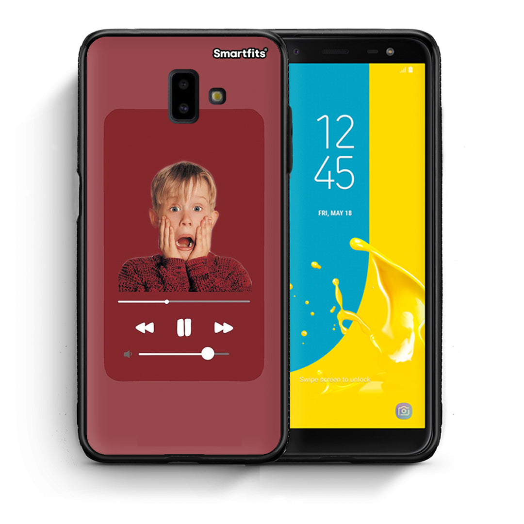 Θήκη Samsung J6+ Xmas Alone Music από τη Smartfits με σχέδιο στο πίσω μέρος και μαύρο περίβλημα | Samsung J6+ Xmas Alone Music case with colorful back and black bezels