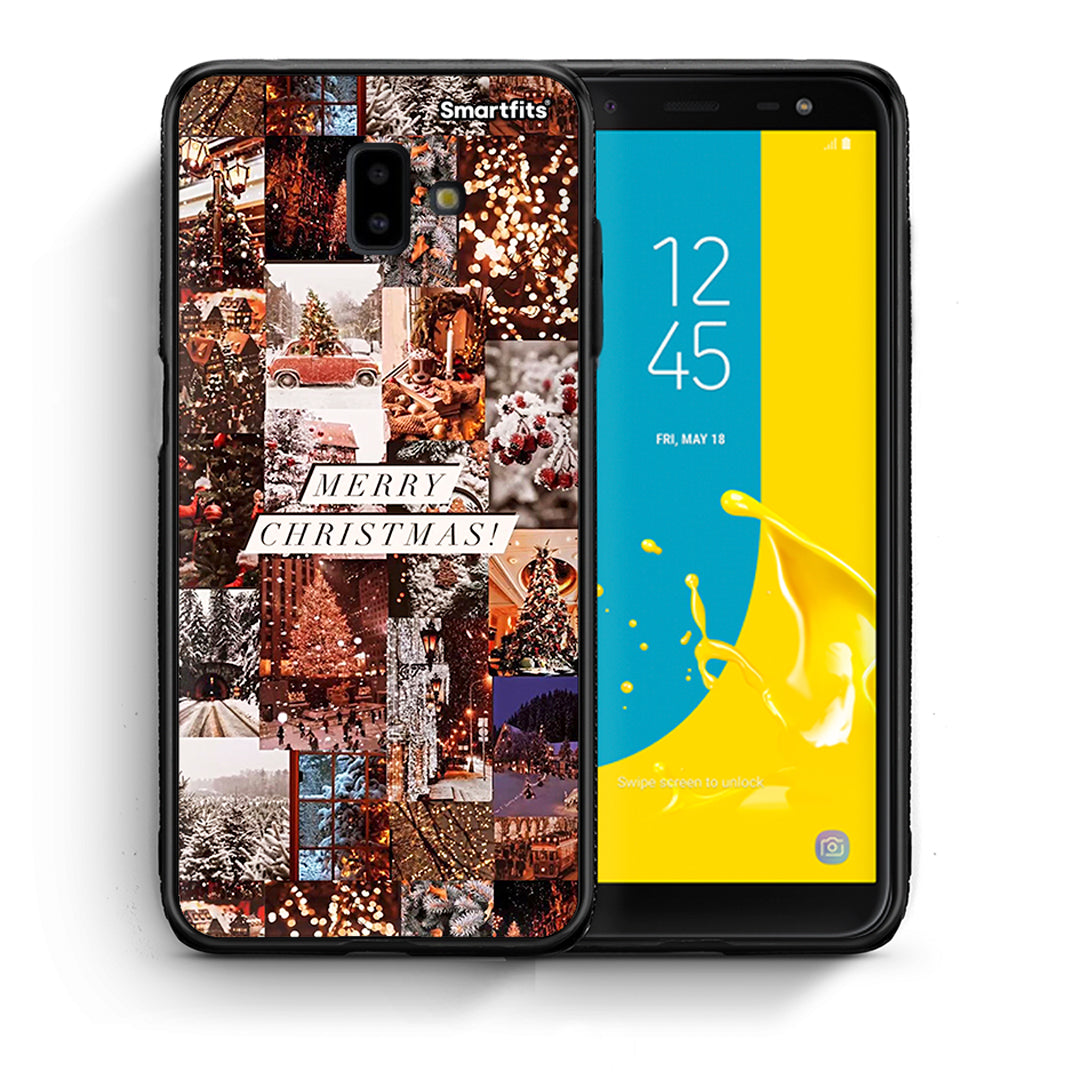 Θήκη Samsung J6+ Xmas Collage από τη Smartfits με σχέδιο στο πίσω μέρος και μαύρο περίβλημα | Samsung J6+ Xmas Collage case with colorful back and black bezels