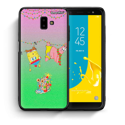 Θήκη Samsung J6+ Xmas Lights από τη Smartfits με σχέδιο στο πίσω μέρος και μαύρο περίβλημα | Samsung J6+ Xmas Lights case with colorful back and black bezels