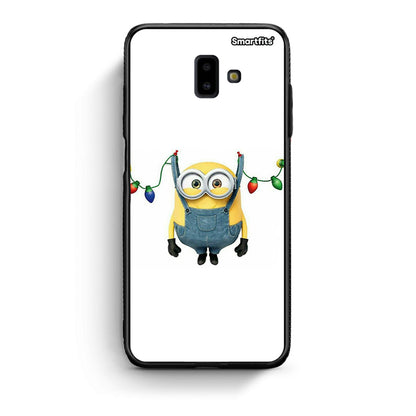 samsung J6+ Xmas Minion Lights θήκη από τη Smartfits με σχέδιο στο πίσω μέρος και μαύρο περίβλημα | Smartphone case with colorful back and black bezels by Smartfits
