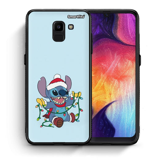 Θήκη Samsung J6 Santa Stich από τη Smartfits με σχέδιο στο πίσω μέρος και μαύρο περίβλημα | Samsung J6 Santa Stich case with colorful back and black bezels