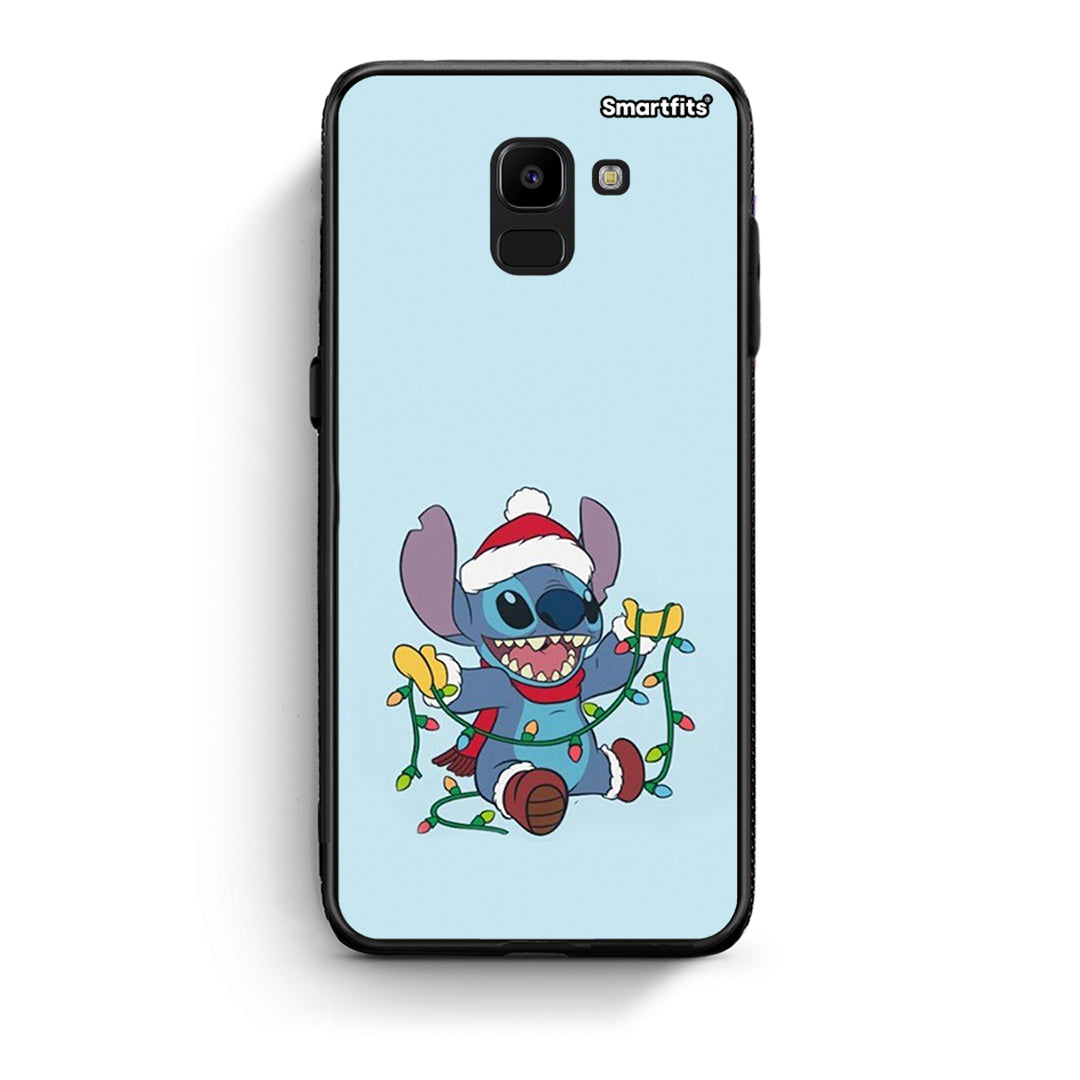 samsung J6 Santa Stich θήκη από τη Smartfits με σχέδιο στο πίσω μέρος και μαύρο περίβλημα | Smartphone case with colorful back and black bezels by Smartfits