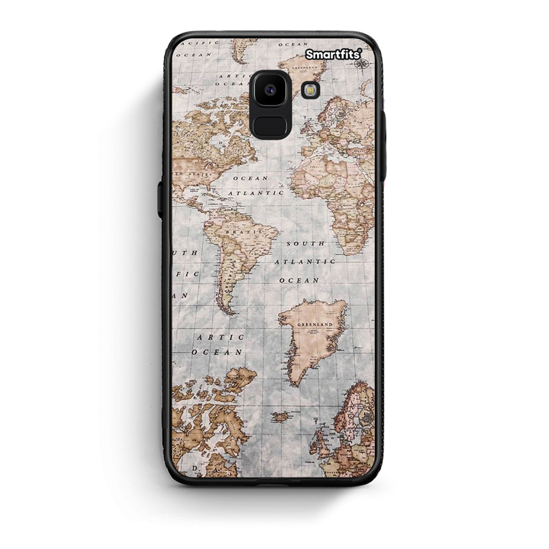 samsung J6 World Map Θήκη από τη Smartfits με σχέδιο στο πίσω μέρος και μαύρο περίβλημα | Smartphone case with colorful back and black bezels by Smartfits